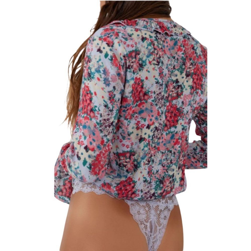 Free People Heat Wave Ruffle Long Sleeve Bodysuit. Medium - Picture 6 of 11